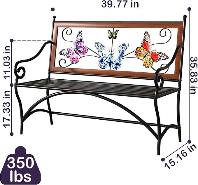 39.7" Outdoor Bench, Garden Bench, Patio Bench - Image 3