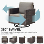 Belord Outdoor Bistro Set 3 Piece Wicker Swivel Rocker Patio Chairs, Oversize - Image 5
