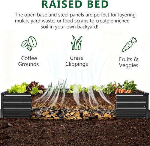 3 Pack 6x3x1FT Galvanized Raised Garden Bed Kit, Outdoor Metal Planter Box - Image 2