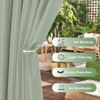 HolidayIdeas Outdoor Curtains for Patio Waterproof, 6 Panels - Image 3