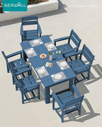 SERWALL Outdoor Dining Table Set, 67‘’ HDPE Patio Dining Set - Image 7