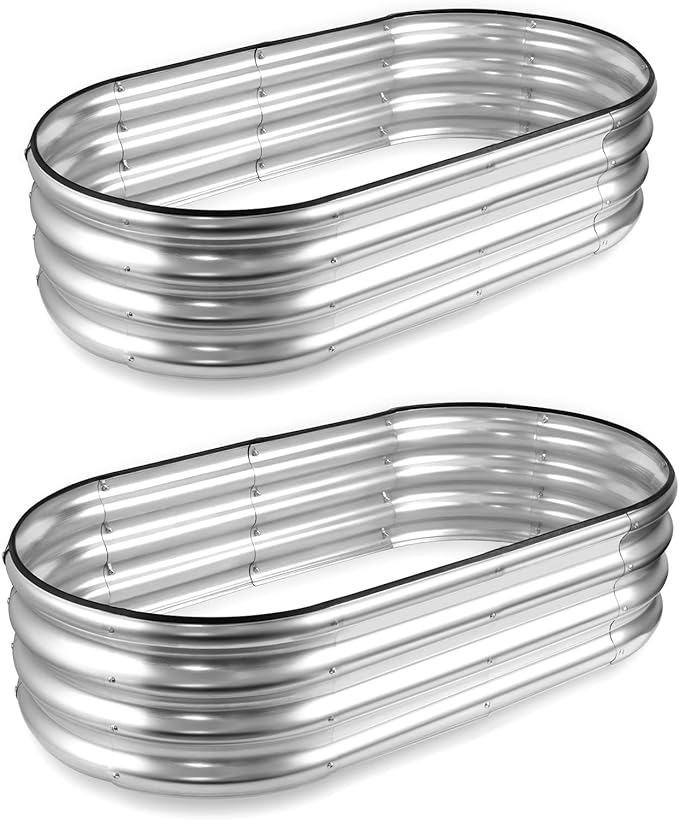 JERIA Raised Garden Bed, Galvanized Raised 2 Pcs 4×2×1ft Planter Boxes Outdoor by JERIA
