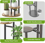 5 Tier Plant Stand Indoor, Metal Wood Flower Holder, Heavy Duty Tall Round - Image 4