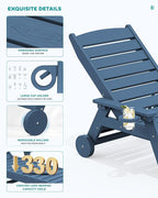 SERWALL Patio Chaise Lounge Chair Set of 4, 5 Positions Adjustable Poly Outdoor - Image 4