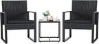 Flamaker 3 Pieces Outdoor Patio Wicker Furniture Set, Modern Rattan Chair by Flamaker