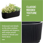 MyGift 12 Inch Ceramic Succulent Planter, Oval Matte Black Planter Pot - Image 2