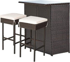 Tangkula Patio Bar Set, 3 Piece Outdoor Rattan Wicker Bar Set - Image 9