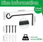 Metal Hanging Plant Hooks, 2 Pack 10 Inch Wall Hooks - Image 2