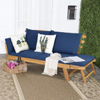 Tangkula Acacia Wood Patio Convertible Couch Sofa Bed - Image 2