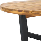 SAFAVIEH Outdoor Collection Leo Natural/Black 4-Leg Round Coffee Table - Image 5