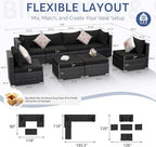 NICESOUL 8 Piece Outdoor Patio Set, 29.3'' High Back Extra Large Wicker Patio - Image 4
