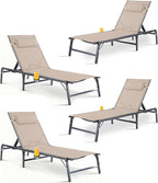 4 Pack Foldable Chaise Lounge Chair by HOMELYM