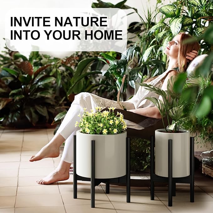 MUDEELA 2 Pack Indoor Plant Stands, 2 Tier Tall Plant Stand 30 inches, Mid - Image 6