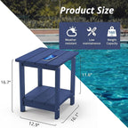 LUE BONA Adirondack Outdoor Side Table, 2-Tier Navy HDPS Patio End Table - Image 2