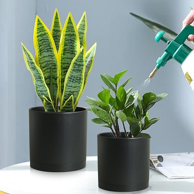 12/10/8 inch Large Deep Plant Pots, 3 Pack Tall Cylinder Flower Pots - Image 6