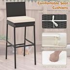 COSTWAY 7 PCS Patio Rattan Wicker Bar Set, Footrest and Cushion, Outdoor Table - Image 5