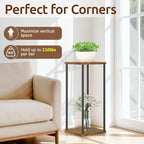 2 Tier Plant Stand Indoor, Oppro 28In Tall Corner Vertical Wood Metal Shelf - Image 4
