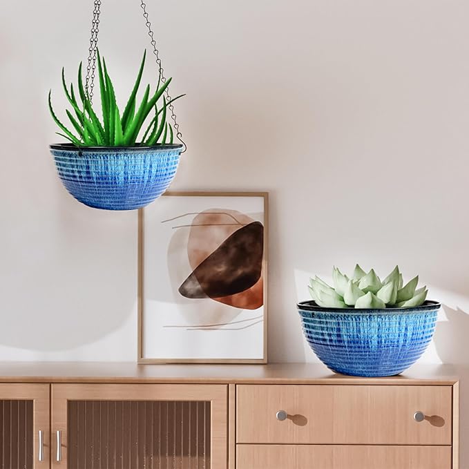10inch Hanging Planters for Indoor and Outdoor Plants, 2 Pack Hanging Planter - Image 7