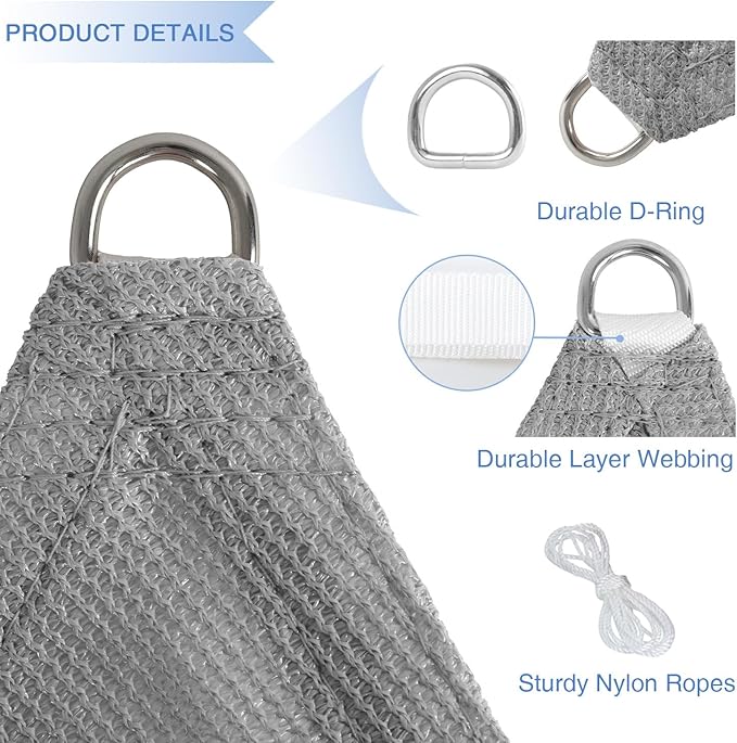 E&K Sunrise 18' x 18' x 18' Sun Shade Sail Triangle Canopy Shade Cover UV Block - Image 4