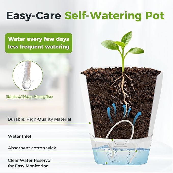 6 Pack Self Watering Plant Pots 5 Inches Self Watering Planters - Image 5