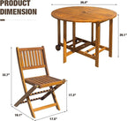 Devoko 5 PCS Patio Furniture, Patio Dining Set Acacia Wood Outdoor Table and - Image 5