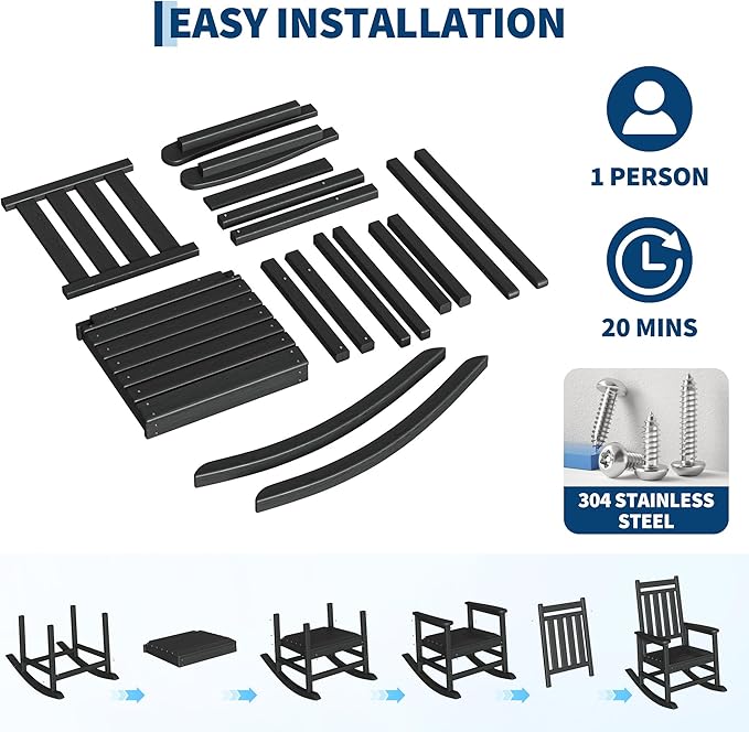 HDPE Rocking Chair Outdoor Set of 2 - Image 6