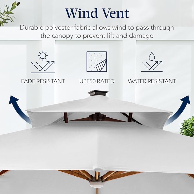 Best Choice Products 10ft Square Cantilever Patio Umbrella w/Base Included - Image 7