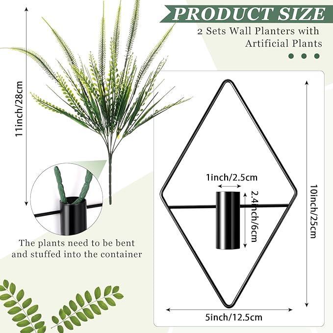 2 Pieces Black Wall Decor Hanging Planters - Image 2