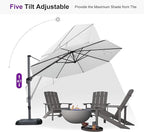 PURPLE LEAF 11 Feet Patio Umbrella Outdoor Cantilever Round Umbrella Aluminum - Image 6