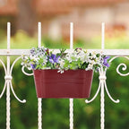 3 Pack Metal Railing Planters, 10.5" Oval Hanging Flower Pots - Image 3