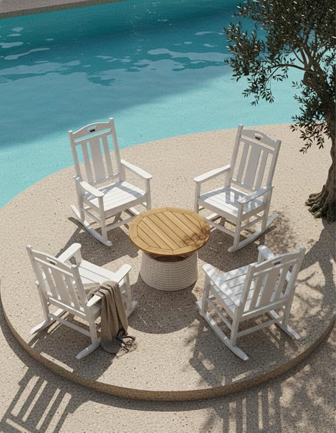 Ciokea Oversized Outdoor Rocking Chairs Set of 4, 380lbs Heavy-Duty Large Patio - Image 2