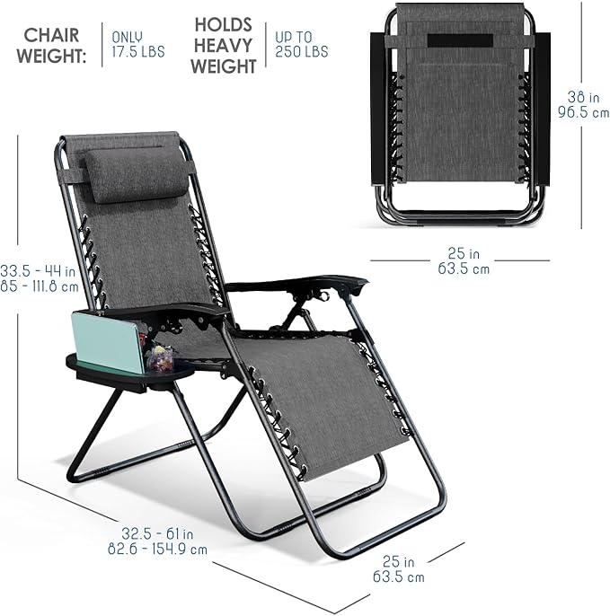 Nestl Zero Gravity Chairs Set of 6, Patio Lounge Chair Outdoor - Image 3