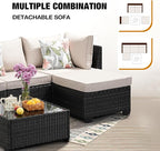 5 Pieces Patio Furniture Set All-Weather Outdoor Wicker Sectional Conversation - Image 6