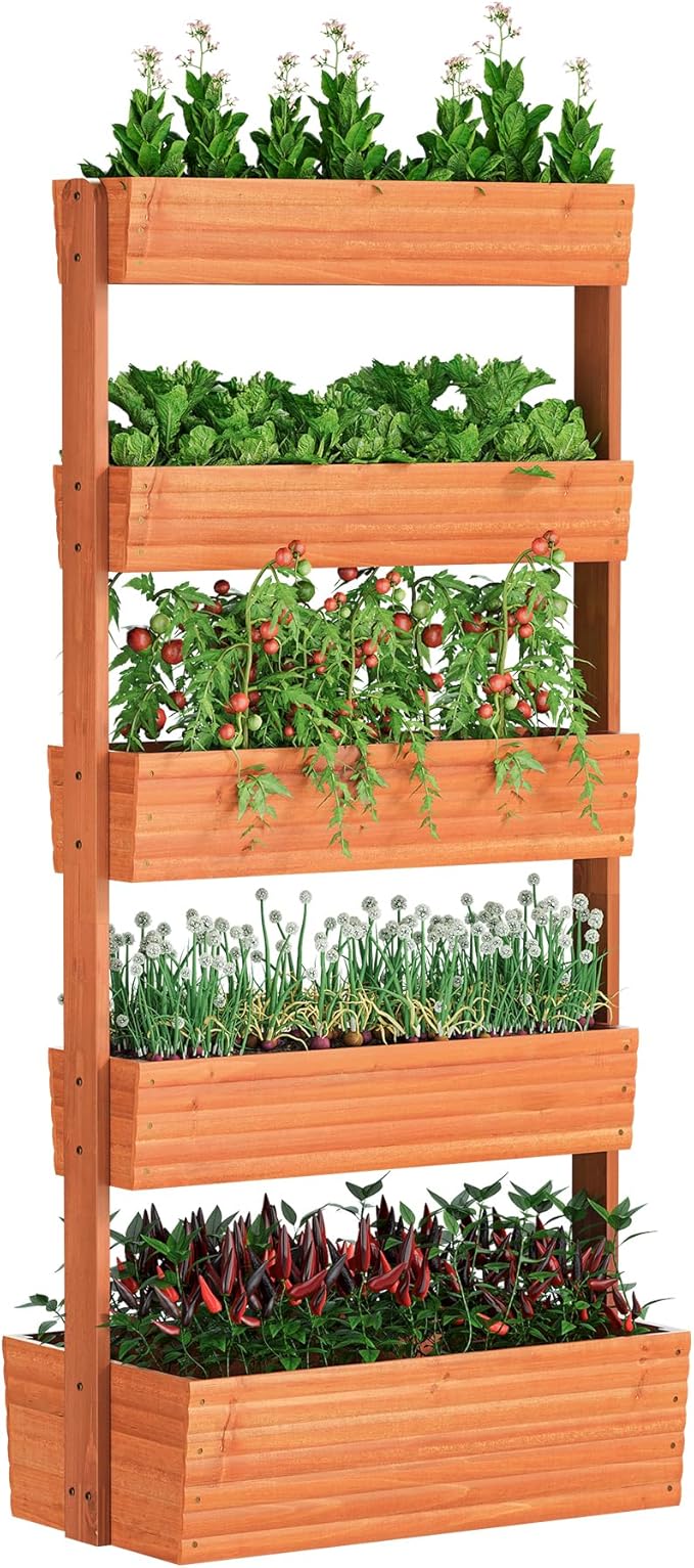 FILWH Wooden Raised Garden Bed Vertical Planter Box, Freestanding Plant Stand by FILWH