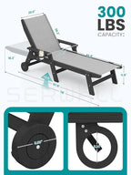 SERWALL Patio Chaise Lounge Chair, 5 Positions Outdoor Lounger - Image 3