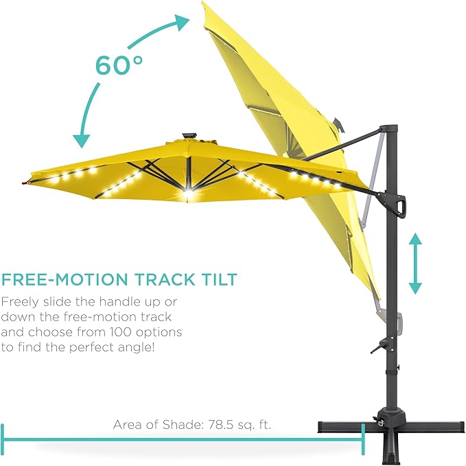 Best Choice Products 10ft Solar LED Cantilever Patio Umbrella, 360-Degree - Image 5