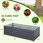 Ohuhu 8x3x1.5FT Metal Raised Garden Bed Outdoor, Reinforced Galvanized Steel - Image 6
