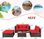 Tangkula 5 Pieces Patio Rattan Furniture Set, Outdoor Sectional Rattan Sofa Set - Image 5