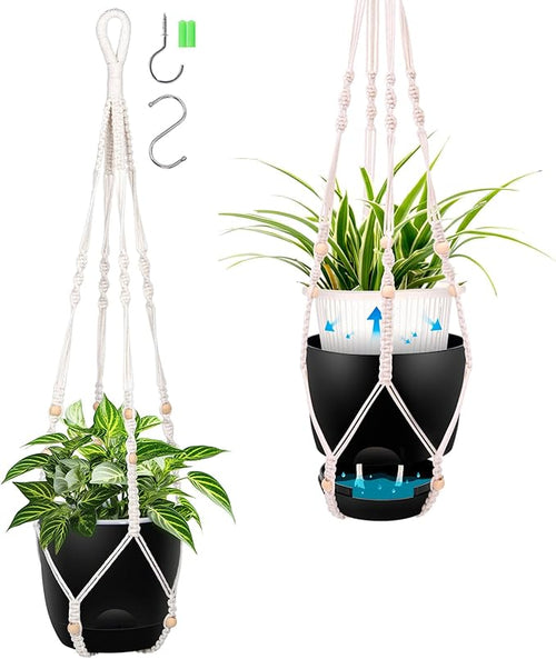 2-Pack 7.1-Inch Self-Watering Hanging Planters by QCQHDU