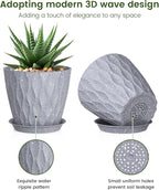 5 inch Plant Pots for Indoor Outdoor Plants, 6 Pack Thick Flower Pots - Image 3