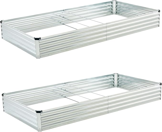 8x4x1ft Galvanized Raised Garden Bed, Outdoor Planter Box Metal Patio Kit by Foxlang