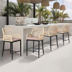 VINGLI Outdoor Counter Height Bar Stools Set of 4, Rattan Outdoor Barstools - Image 6