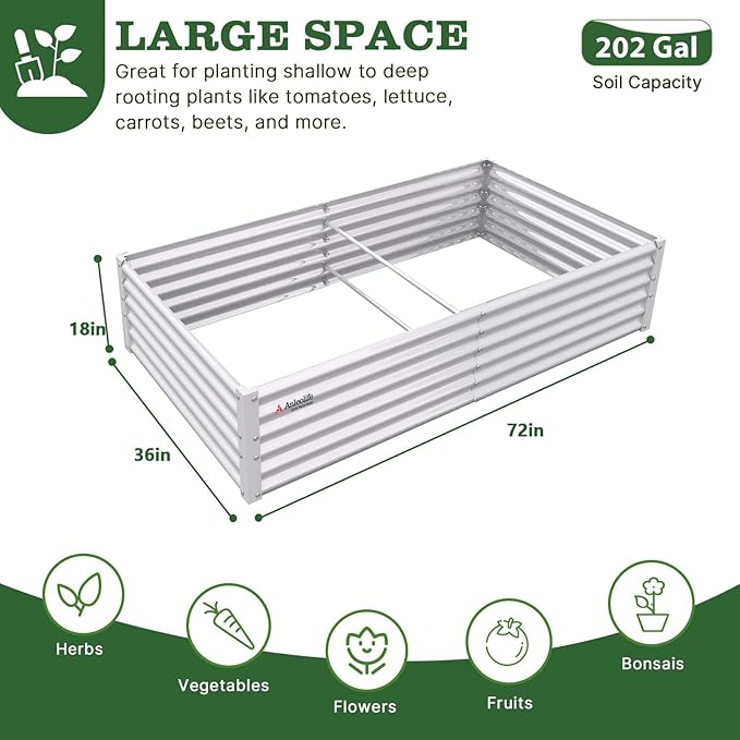 A ANLEOLIFE 6X3X1.5 ft Galvanized Raised Garden Beds Outdoor, Rectangular Metal - Image 3