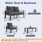 Aoxun Aluminum Patio Furniture Set 4 Seats, Oversized Outdoor Sectional - Image 2