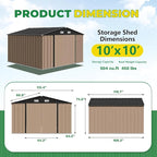 Devoko 10 x 10 FT Outdoor Storage Shed, Metal Garden Sheds & Outdoor Storage - Image 6