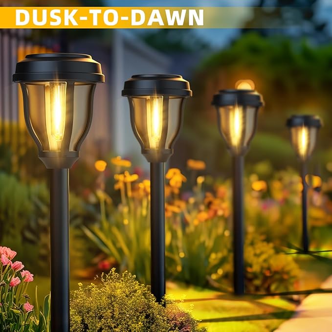 DERAYSION 12 Pack Solar Lights Outdoor, Solar Pathway Lights Auto On/Off - Image 3