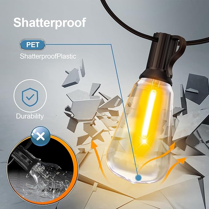 Outdoor String Led Patio Lights - 50Ft 15M Outside Waterproof Light - Image 5
