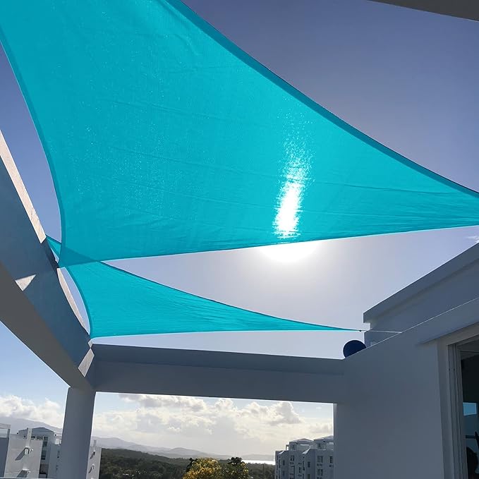 SUNNY GUARD Custom Size 17'x17'x17' Turquoise Blue Sun Shade Sail Triangle UV by SUNNYGUARD
