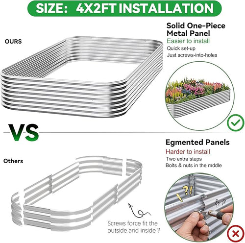 4 Pack Raised Beds for Gardening, Corrugated Galvanized Steel Raised Garden Bed - Image 2