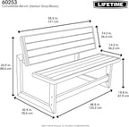 LIFETIME 60253 Outdoor Convertible Bench, 55 Inch, Harbor Gray - Image 3